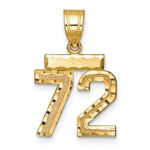 14k Yellow Gold, Varsity Collection, Small D/C Pendant Number 72